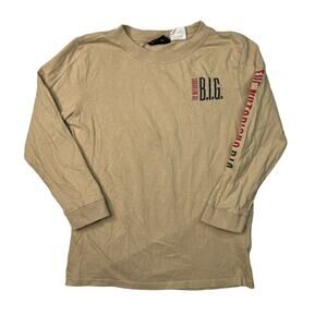 The Notorious B.I.G. Kids Long Sleeve Shirt Cotton Tee Letter Graphic Tan 9-10Y
